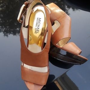 Michael Kors authentic leather heel wedges brand n
